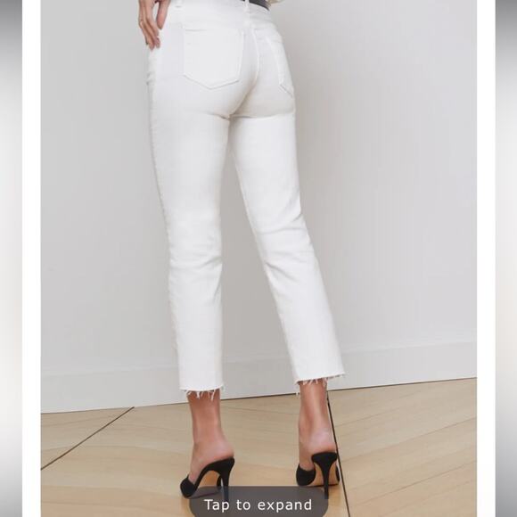 L’AGENCE Sada Cropped Jean Womens Sz 27 Cream Frayed Hem Slim High Rise - Picture 8 of 8